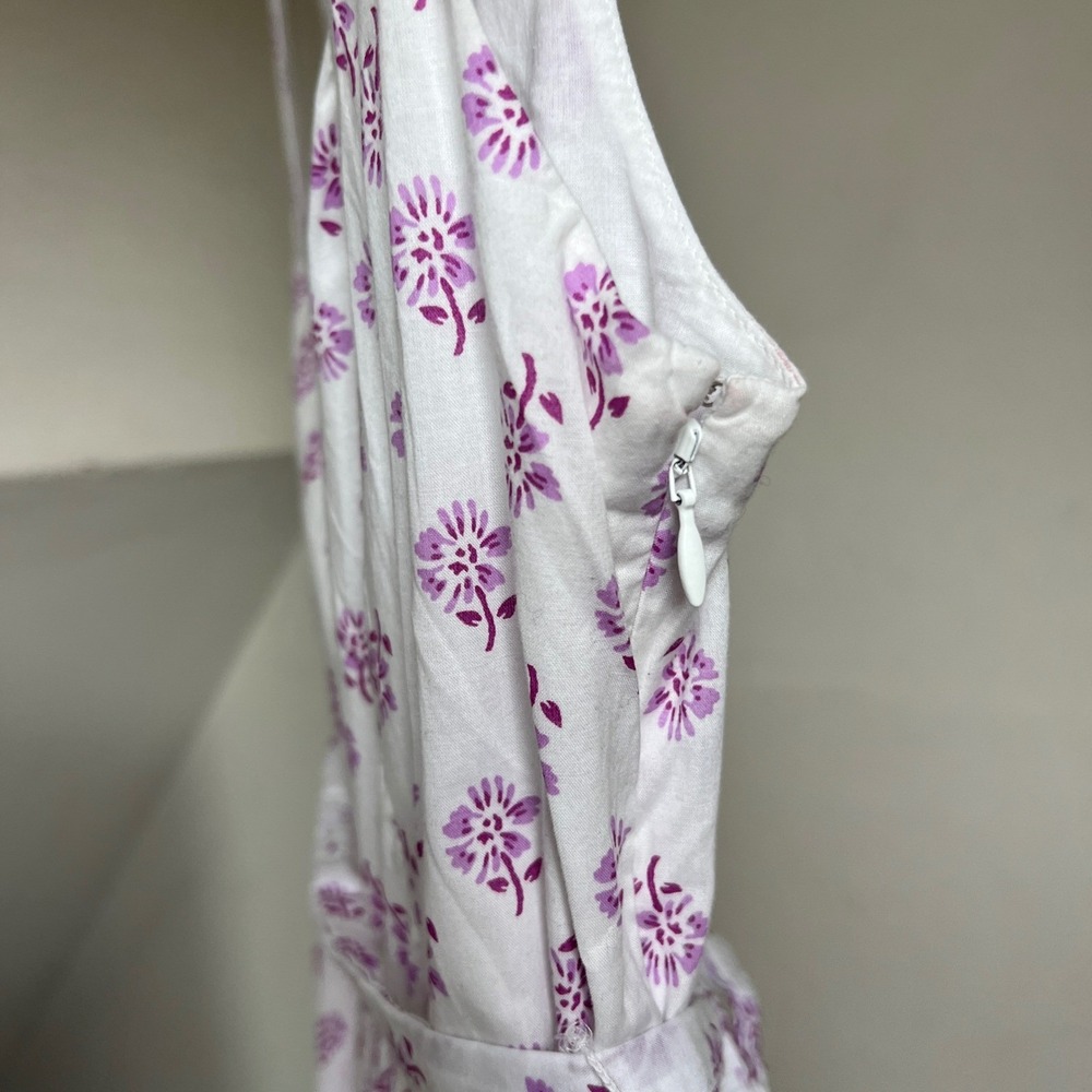 J. Crew Block Print Boho Ruffle Tiered Dress‎ Floral White Cotton Midi Size 10 - Picture 9 of 9